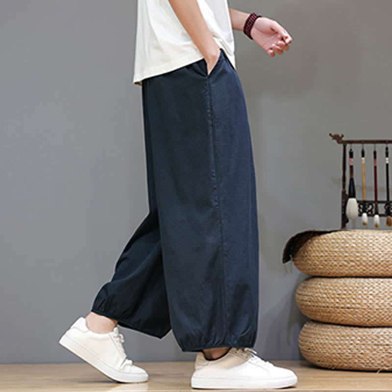 Buddha Stones Pantalon harem court pour homme, style zen, avec taille élastique et poches - image 2