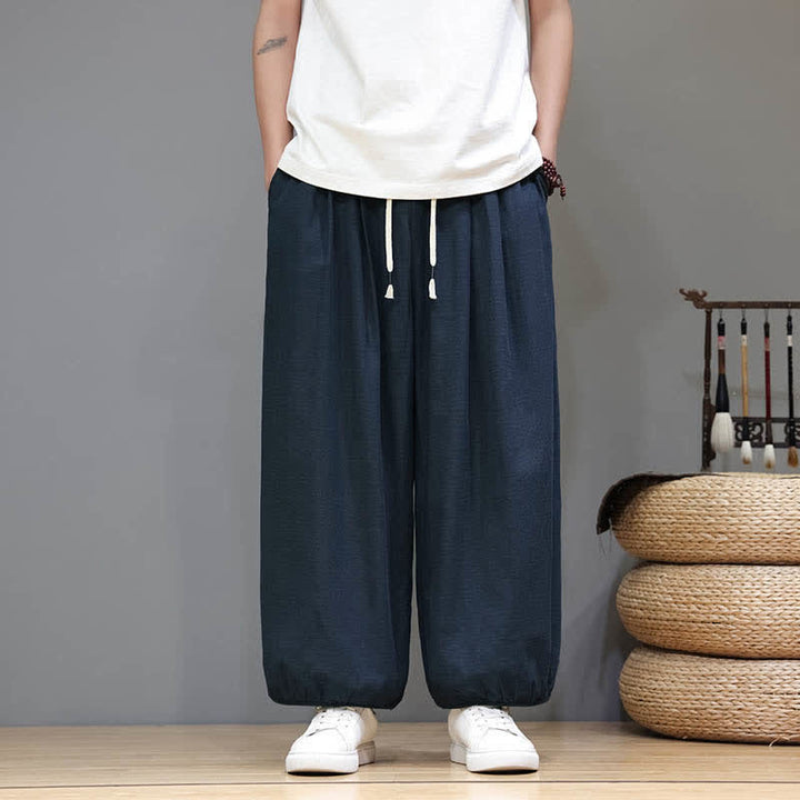 Buddha Stones Pantalon harem court pour homme, style zen, avec taille élastique et poches - image 6