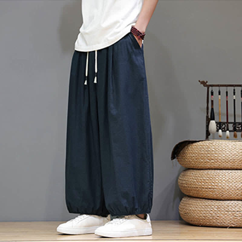 Buddha Stones Pantalon harem court pour homme, style zen, avec taille élastique et poches - image 5