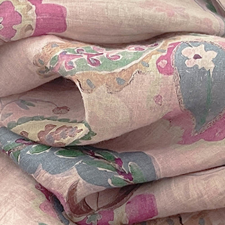 Buddha Stones Robes d'été vintage à manches courtes et poches pour femmes, ornées d'un col mandarin et de motifs cachemire floraux. - image 10