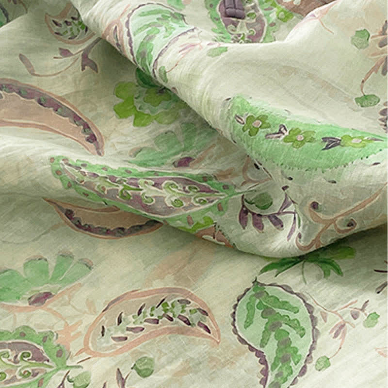 Buddha Stones Robes d'été vintage à manches courtes et poches pour femmes, ornées d'un col mandarin et de motifs cachemire floraux. - image 19
