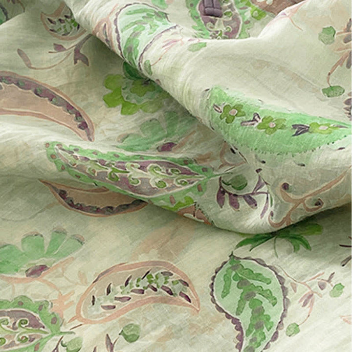 Buddha Stones Robes d'été vintage à manches courtes et poches pour femmes, ornées d'un col mandarin et de motifs cachemire floraux. - image 19