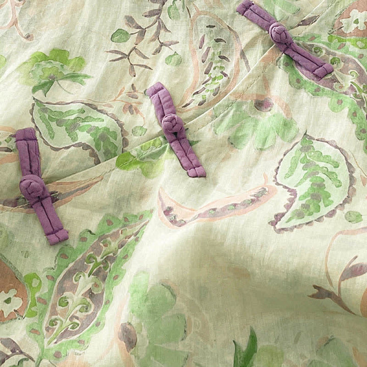 Buddha Stones Robes d'été vintage à manches courtes et poches pour femmes, ornées d'un col mandarin et de motifs cachemire floraux. - image 14