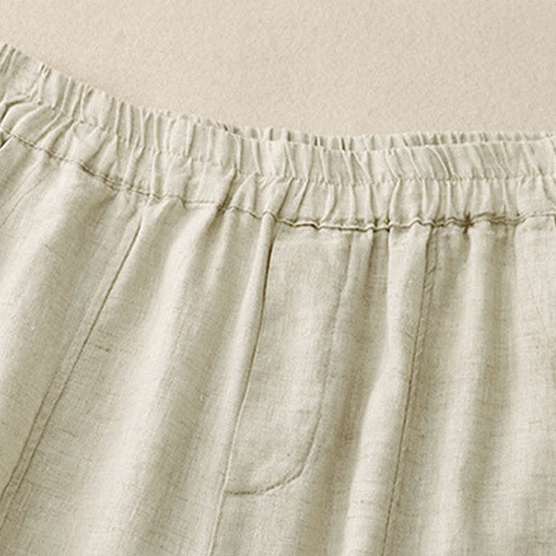 Buddha Stones Pantalon d'été en lin pour femme, coupe fuselée, avec poches - image 12