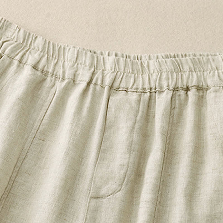 Buddha Stones Pantalon d'été en lin pour femme, coupe fuselée, avec poches - image 12