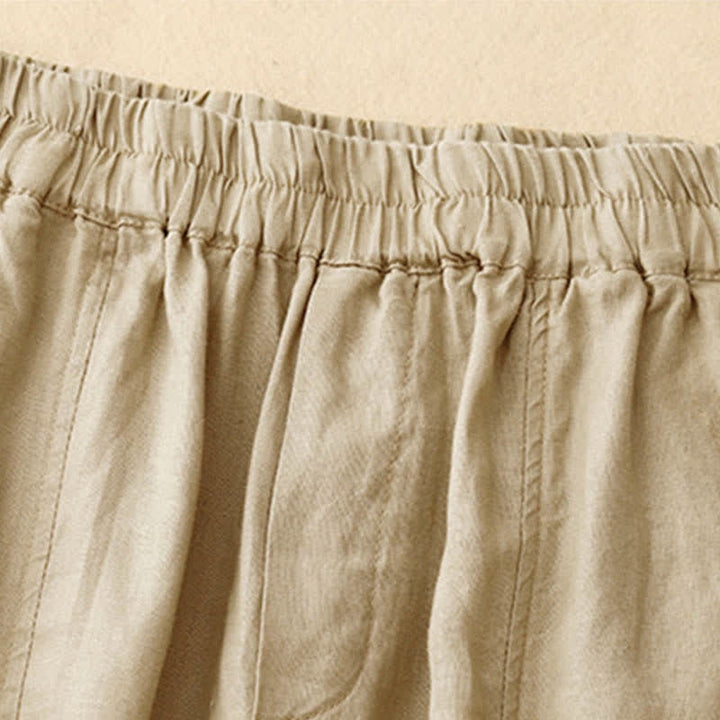 Buddha Stones Pantalon d'été en lin pour femme, coupe fuselée, avec poches - image 6