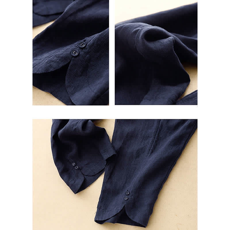 Buddha Stones Pantalon d'été en lin pour femme, coupe fuselée, avec poches - image 18