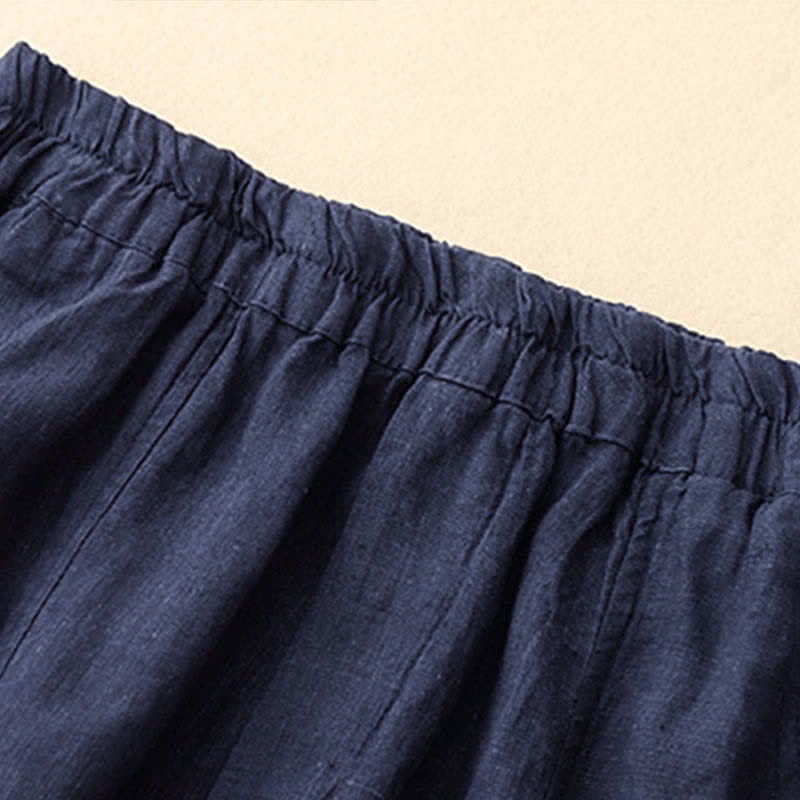 Buddha Stones Pantalon d'été en lin pour femme, coupe fuselée, avec poches - image 17