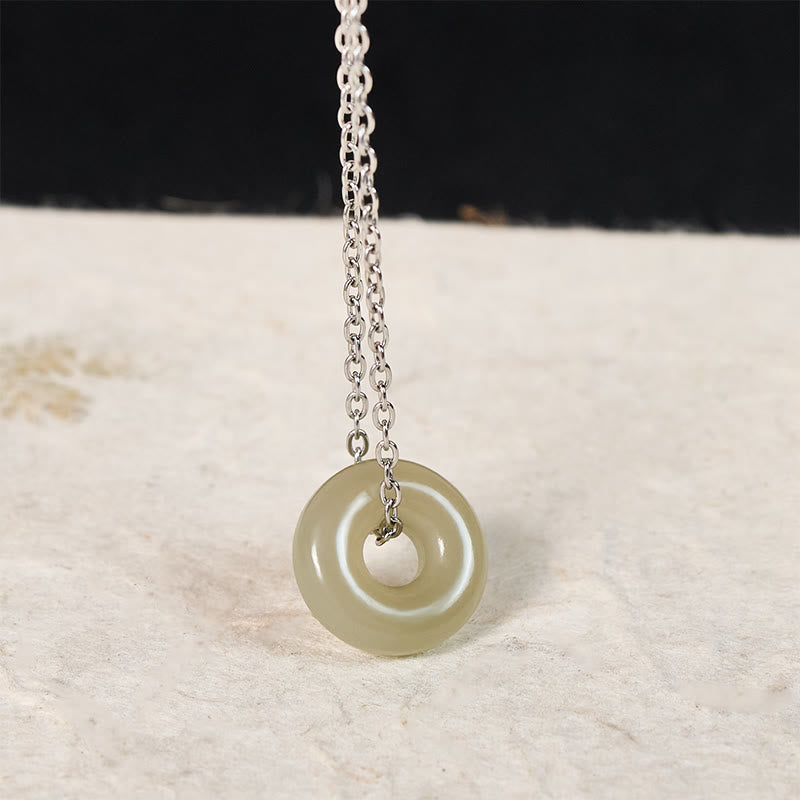 Buddha Stones Collier pendentif boucle de paix en jade vert naturel, symbole de prospérité - image 11