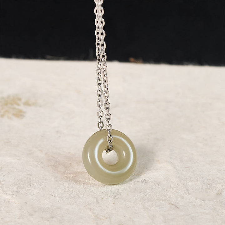 Buddha Stones Collier pendentif boucle de paix en jade vert naturel, symbole de prospérité - image 11