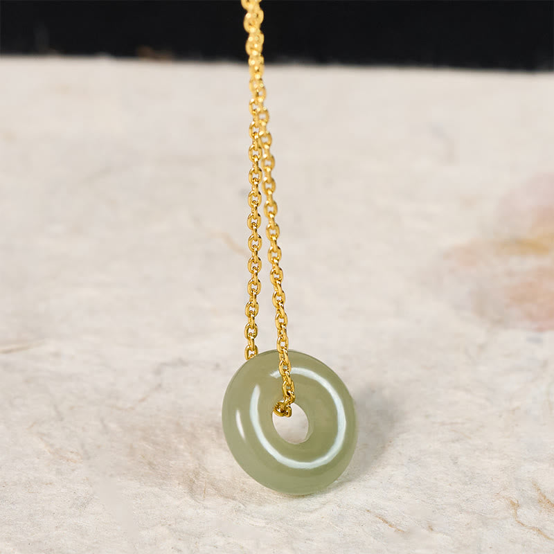 Buddha Stones Collier pendentif boucle de paix en jade vert naturel, symbole de prospérité - image 3