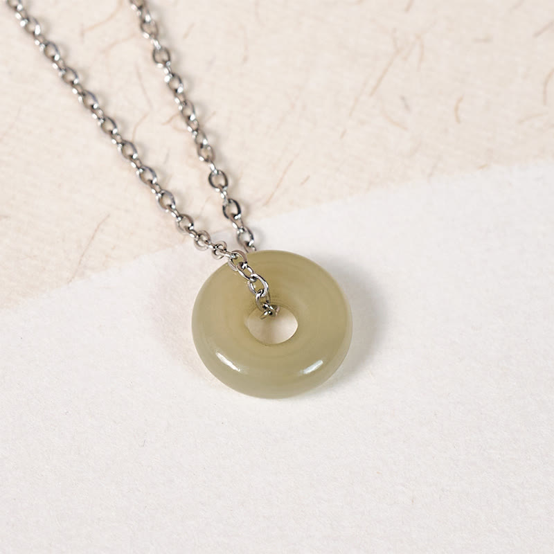 Buddha Stones Collier pendentif boucle de paix en jade vert naturel, symbole de prospérité - image 10