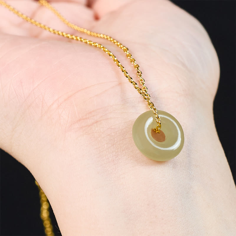 Buddha Stones Collier pendentif boucle de paix en jade vert naturel, symbole de prospérité - image 8