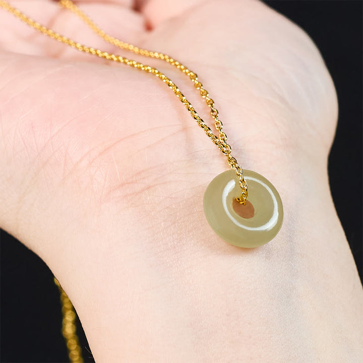 Buddha Stones Collier pendentif boucle de paix en jade vert naturel, symbole de prospérité - image 8