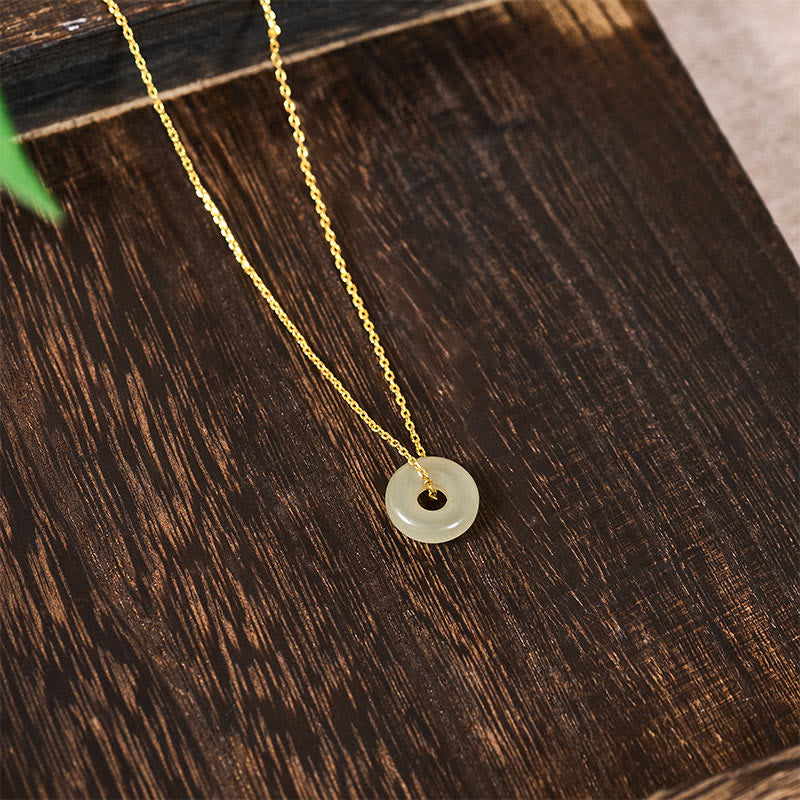 Buddha Stones Collier pendentif boucle de paix en jade vert naturel, symbole de prospérité - image 4