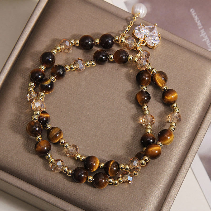 Buddha Stones Bracelet de protection double tour en œil de tigre naturel en forme de cœur - image 3