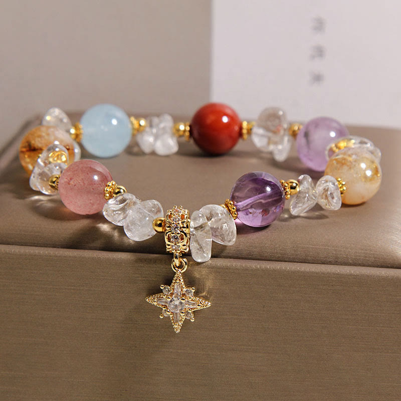 Buddha Stones Bracelet de guérison avec breloque hexagramme en quartz et zircon cristallin naturel. - image 5