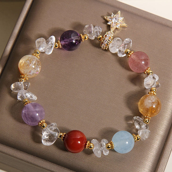 Buddha Stones Bracelet de guérison avec breloque hexagramme en quartz et zircon cristallin naturel. - image 2