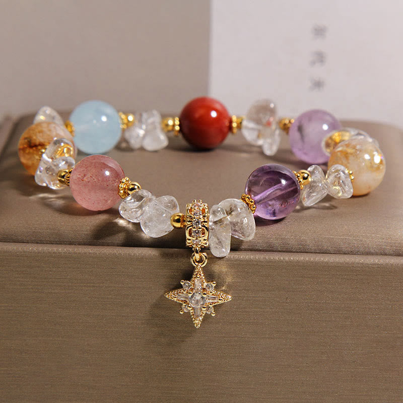 Buddha Stones Bracelet de guérison avec breloque hexagramme en quartz et zircon cristallin naturel. - image 4