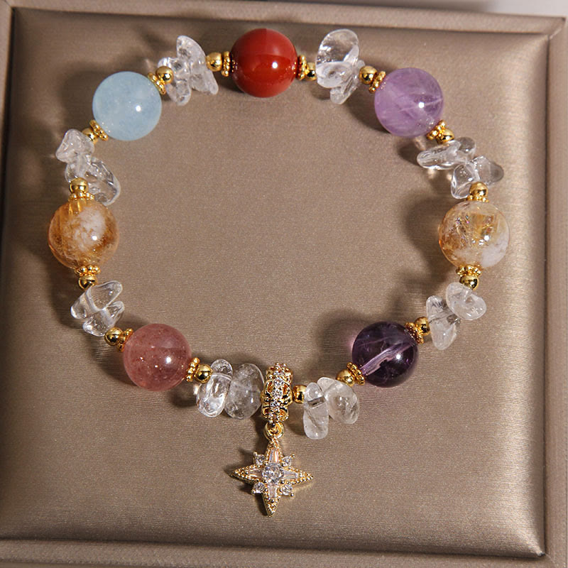 Buddha Stones Bracelet de guérison avec breloque hexagramme en quartz et zircon cristallin naturel. - image 1