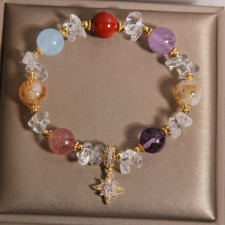 Buddha Stones Bracelet de guérison avec breloque hexagramme en quartz et zircon cristallin naturel. - image 1