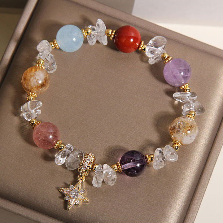 Buddha Stones Bracelet de guérison avec breloque hexagramme en quartz et zircon cristallin naturel. - image 3