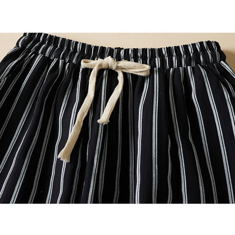 Buddha Stones Pantalon court à jambes larges et taille élastique pour femme, avec poches - image 2