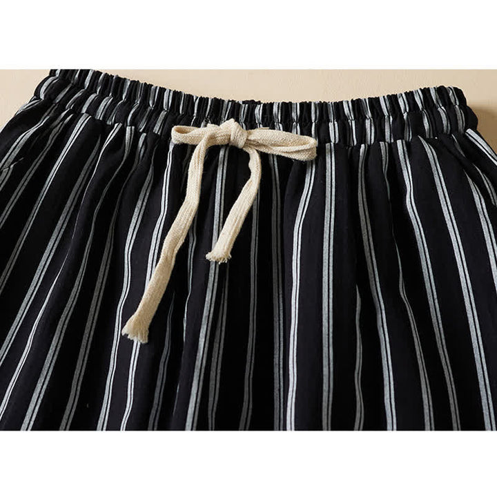 Buddha Stones Pantalon court à jambes larges et taille élastique pour femme, avec poches - image 2