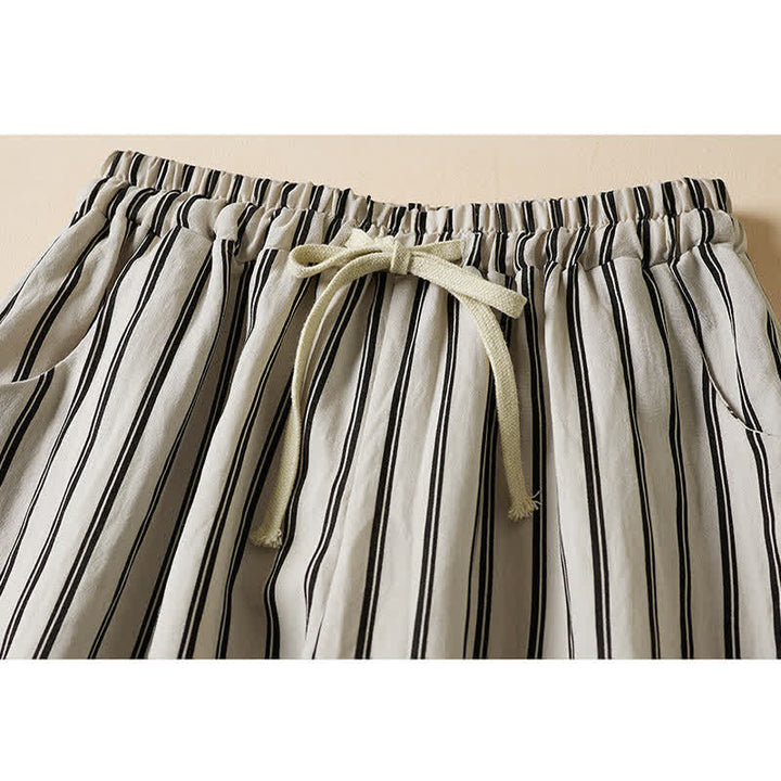 Buddha Stones Pantalon court à jambes larges et taille élastique pour femme, avec poches - image 8