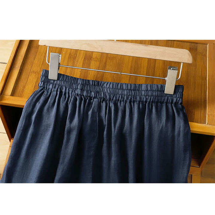 Buddha Stones Pantalon d'été bohème brodé, jambes larges, avec poches, pour femme - image 2