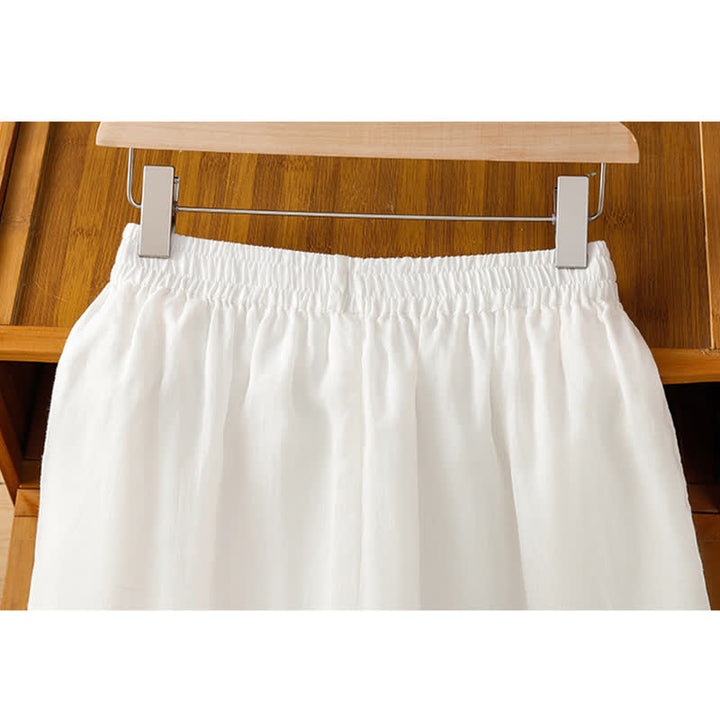 Buddha Stones Pantalon d'été bohème brodé, jambes larges, avec poches, pour femme - image 11