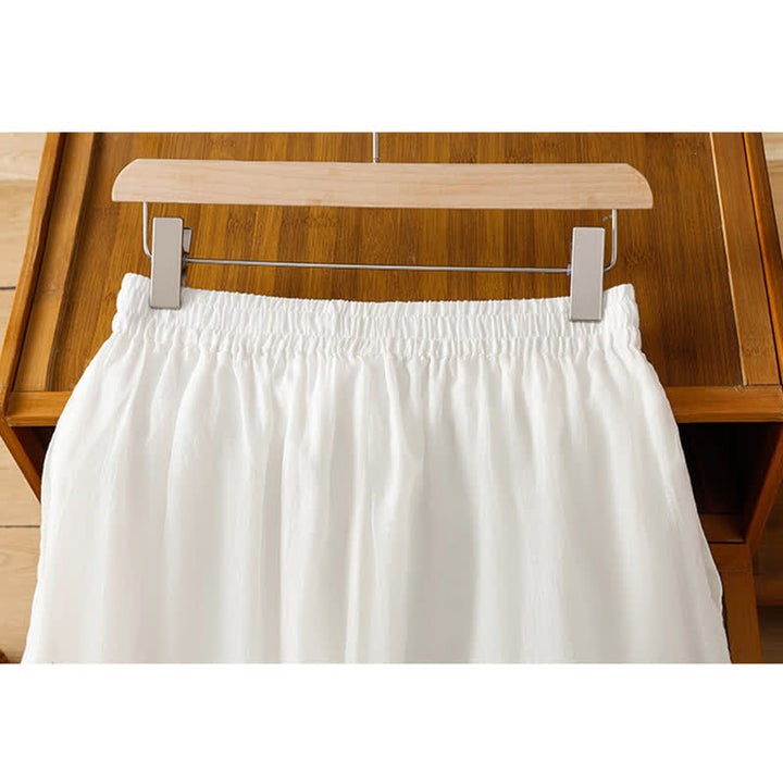 Buddha Stones Pantalon d'été bohème brodé, jambes larges, avec poches, pour femme - image 10