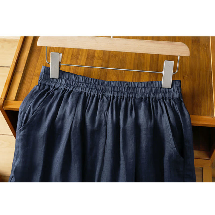 Buddha Stones Pantalon d'été bohème brodé, jambes larges, avec poches, pour femme - image 3