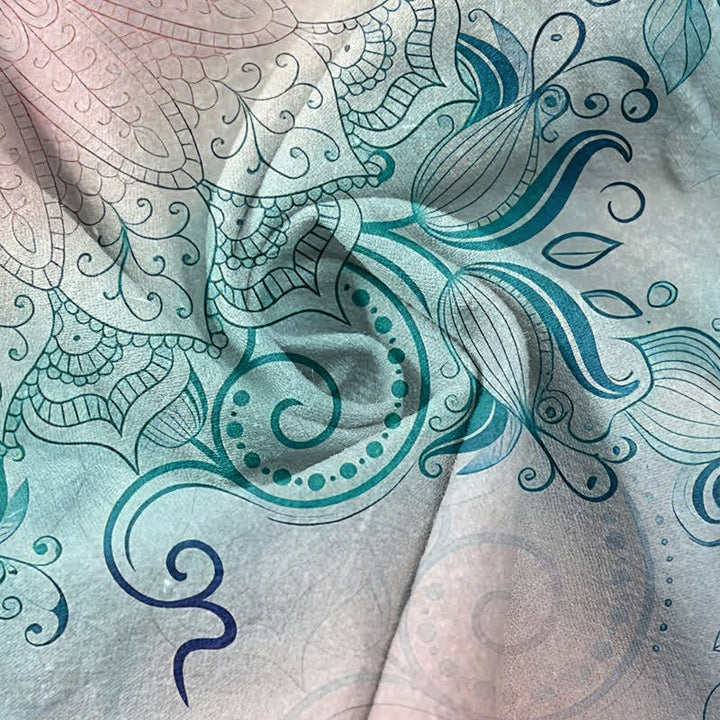 Buddha Stones Chemise à manches courtes et demi-boutonnée pour homme, en coton, avec emblème floral mandala - image 2