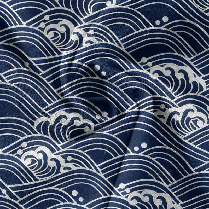 Buddha Stones Chemise à manches courtes et demi-boutonnée pour homme avec emblème Cotton Wave - image 2