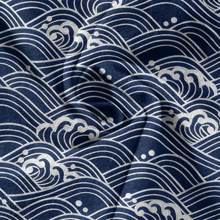 Buddha Stones Chemise à manches courtes et demi-boutonnée pour homme avec emblème Cotton Wave - image 2