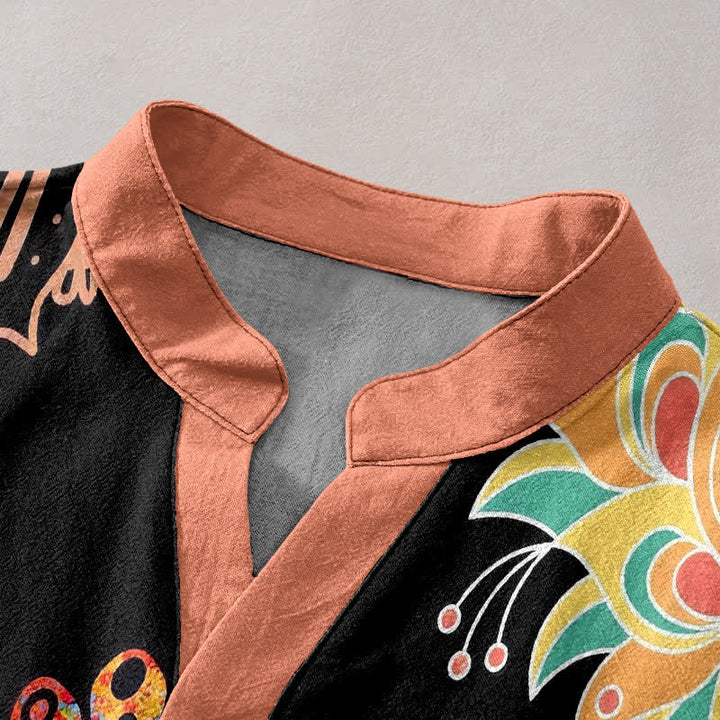 Buddha Stones Chemise à manches courtes pour homme en coton avec emblème Om Lotus Mandala Paon - image 2