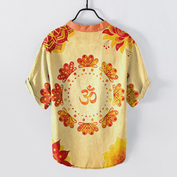 Buddha Stones Chemise à manches courtes pour homme en coton avec emblème Om Lotus Mandala Paon - image 8