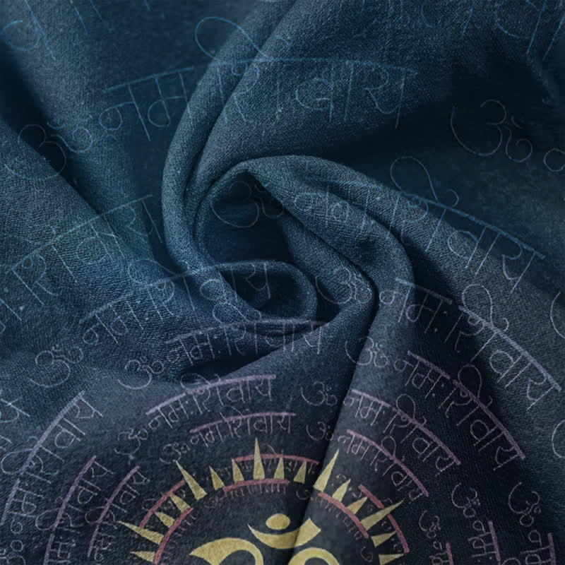 Buddha Stones Chemise à manches courtes et demi-boutonnée pour homme avec emblème Om Mantra en coton - image 4