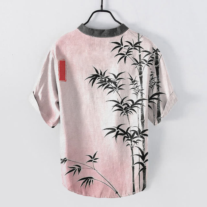 Buddha Stones Chemise homme à manches courtes et demi-boutonnée en coton et bambou avec emblème - image 6