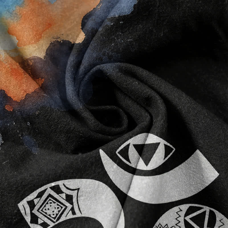 Buddha Stones Chemise à manches courtes en coton avec emblème Om Chakra pour homme - image 2