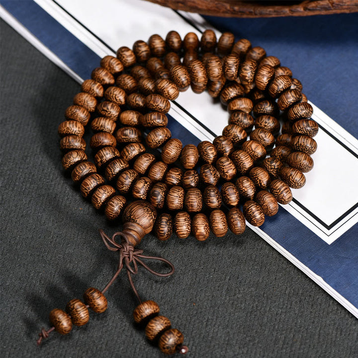 Buddha Stones Mala de 108 perles en bois texturé pour une énergie apaisante - image 2