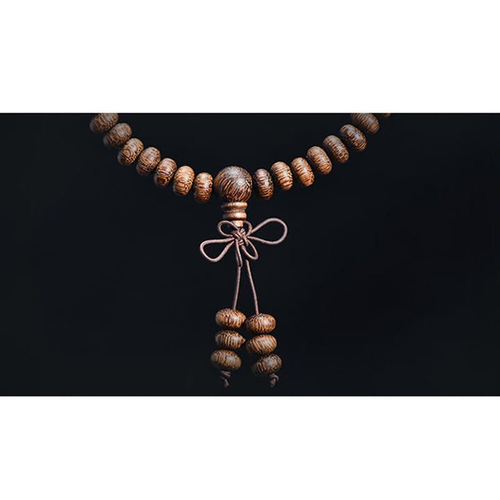 Buddha Stones Mala de 108 perles en bois texturé pour une énergie apaisante - image 10