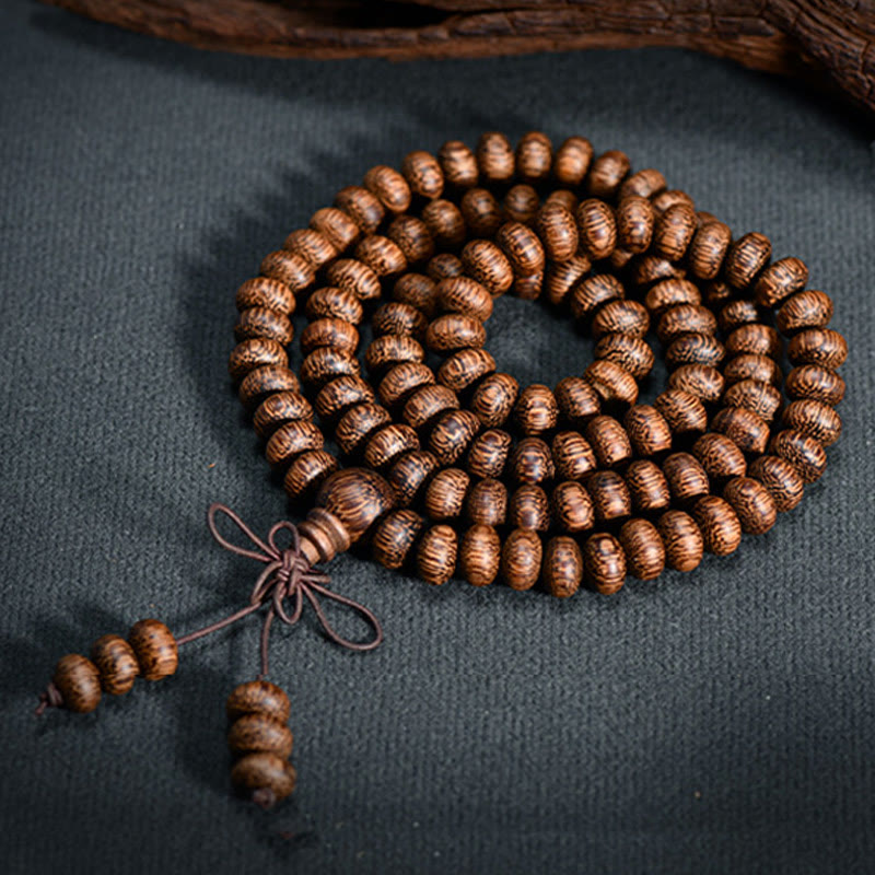 Buddha Stones Mala de 108 perles en bois texturé pour une énergie apaisante - image 4