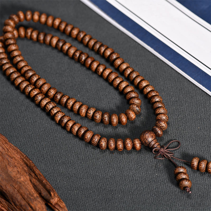 Buddha Stones Mala de 108 perles en bois texturé pour une énergie apaisante - image 3