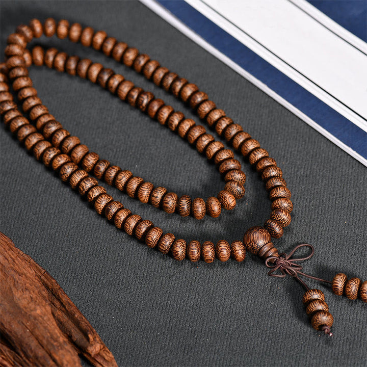 Buddha Stones Mala de 108 perles en bois texturé pour une énergie apaisante - image 3