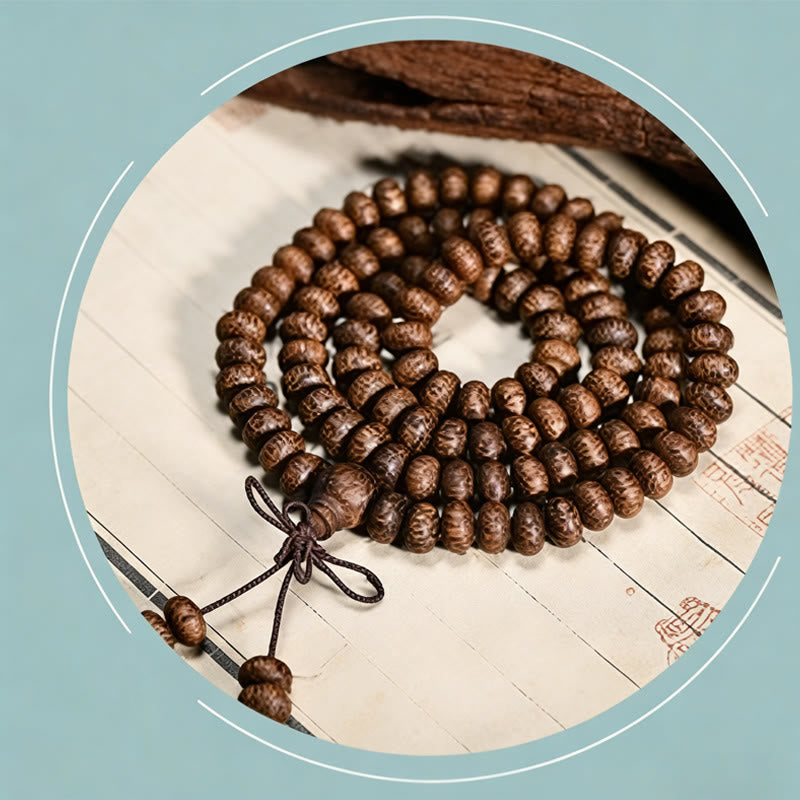 Buddha Stones Mala de 108 perles en bois texturé pour une énergie apaisante - image 8