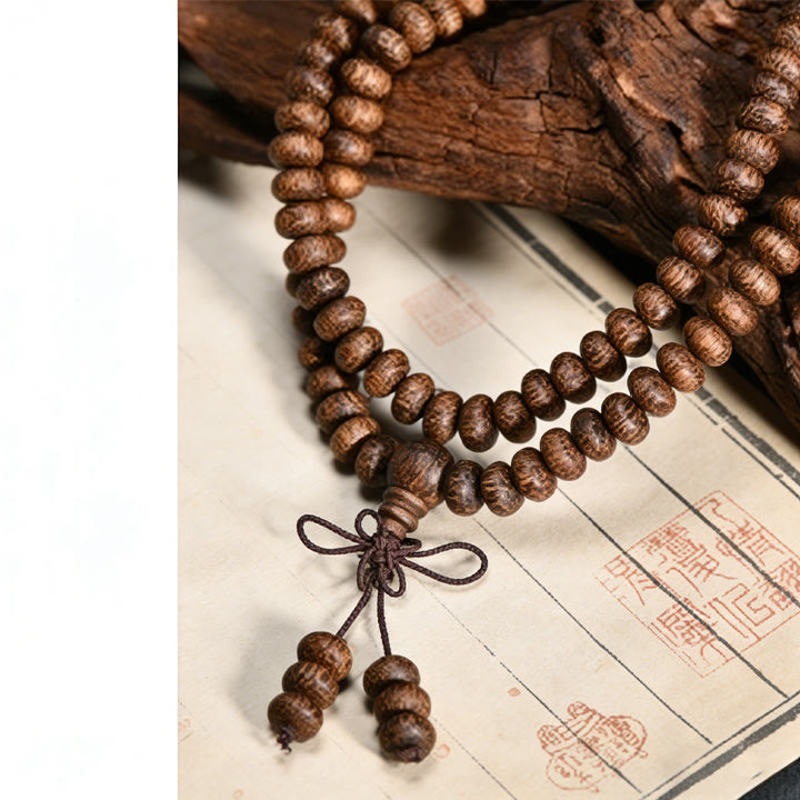 Buddha Stones Mala de 108 perles en bois texturé pour une énergie apaisante - image 9