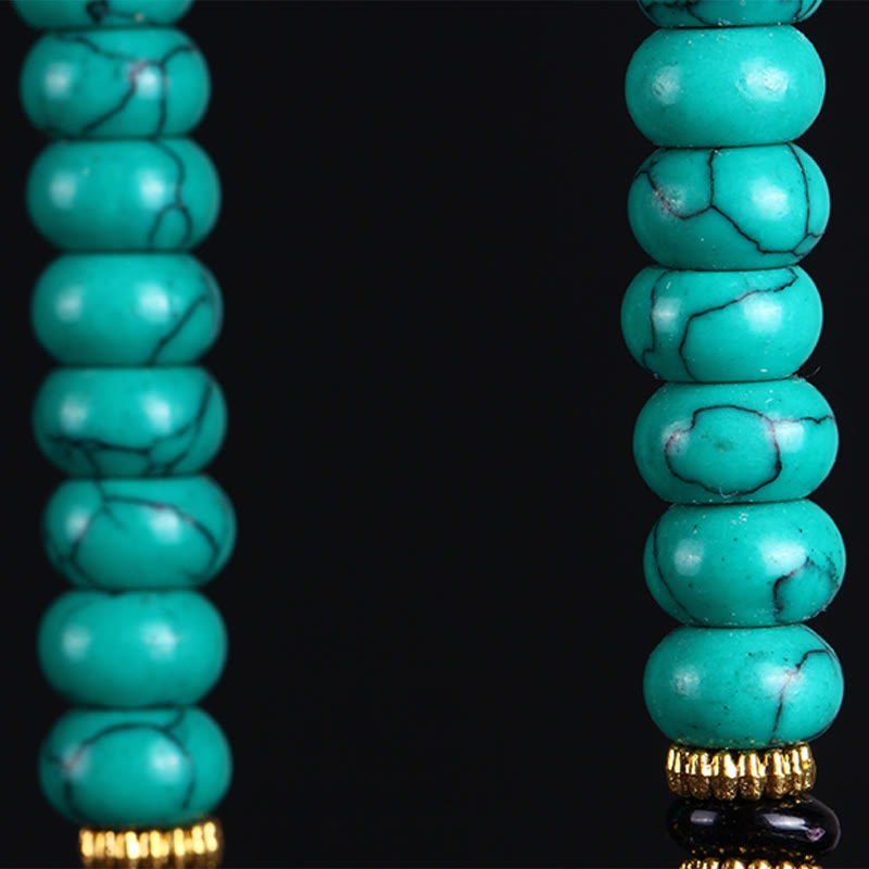 Buddha Stones Mala tibétain de 108 perles turquoise Dzi, symbole de sagesse et d'équilibre - image 8