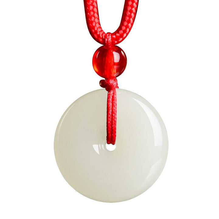 Buddha Stones Collier pendentif Jade Peace Buckle Abundance en corde rouge - image 10